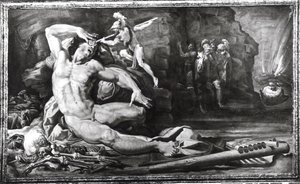 Ulysses, der blænder Kyklopen Polyphemus, frise, der repræsenterer scener fra Ulysses Quests